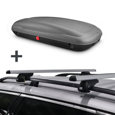 Dakkoffer ArtPlast 400 liter antraciet/carbon + dakdragers Fiat Croma Stationwagon 2005 t/m 2011