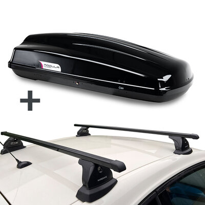 Modula dakkoffer Ciao 430 liter + Nordrive dakdragers Fiat Croma 5 deurs hatchback 05/2005 t/m 04/2011
