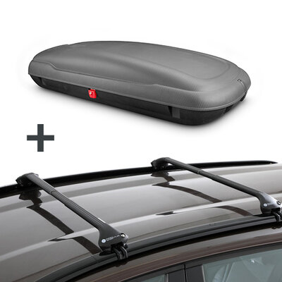 Dakkoffer ArtPlast 400 Liter antraciet/carbon + Dakdragers Dacia Lodgy SUV vanaf 2012