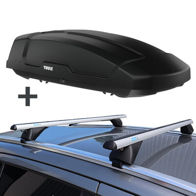 Dakkoffer Thule Force L 450 liter + dakdragers Jaguar E-Pace vanaf 2017 voor gesloten dakrail