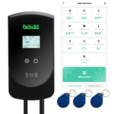 Laadpaal Ford&nbsp;Transit E-Tourneo Courier max 11kW met app, display, 8m kabel en RFID