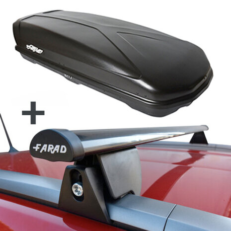 Dakkoffer Farad Koral N20 mat zwart 480 Liter + dakdragers Fiat Idea 5 deurs hatchback 2003 t/m 2012