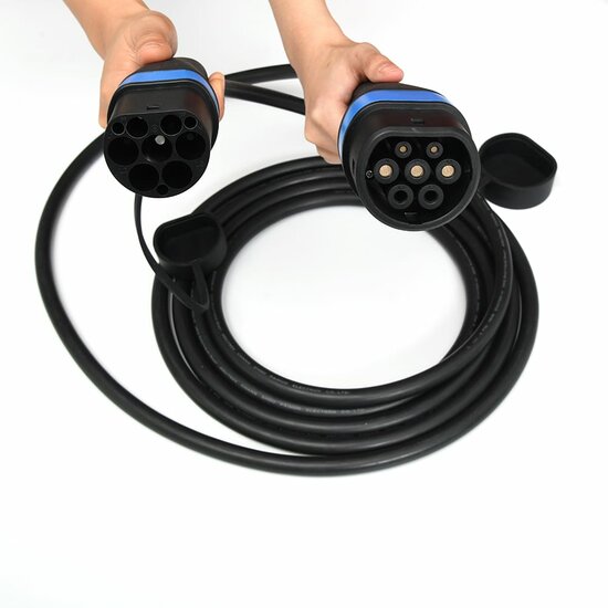 Laadkabel 5 meter type 2 Topkwaliteit 3 fase 16A tot 11kW - Met gratis opbergtas