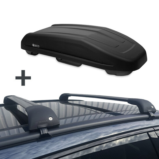 Modula dakkoffer Evo 470 liter + Nordrive dakdragers Porsche Macan vanaf 2021