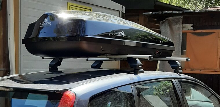 Modula dakkoffer Ciao 430 liter + Nordrive dakdragers Fiat 500L Trekking 11/2013 t/m 05/2017