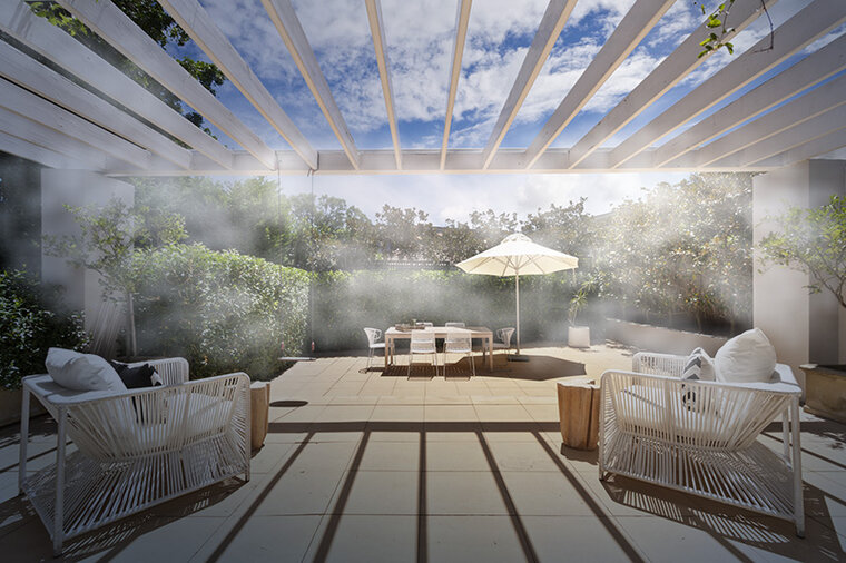 Terraskoeling - koele waterverneveling op uw eigen terras - mist systeem - zwart