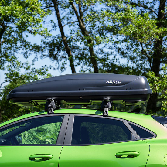 Dakkoffer Hapro Traxer 6.6 Antraciet + dakdragers DS 7 vanaf 2018 voor gesloten dakrail
