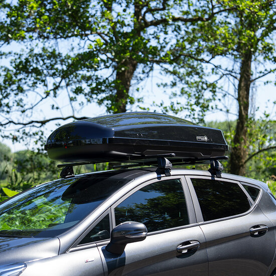 Modula dakkoffer Ciao 430 liter + Nordrive dakdragers Mercedes A-Klasse 5 deurs hatchback 10/2012 t/m 05/2018