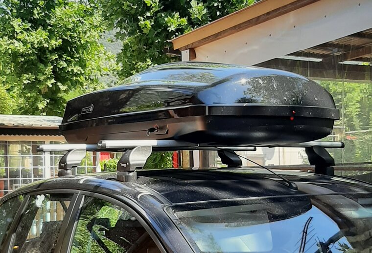 Modula dakkoffer Ciao 430 liter + Nordrive dakdragers Mercedes A-Klasse 5 deurs hatchback 10/2012 t/m 05/2018