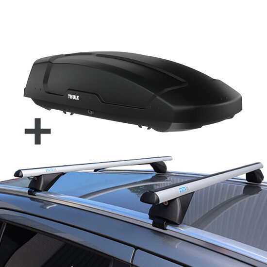 Dakkoffer Thule Force M 400 liter + dakdragers Jaguar XF SW (X250) 2012 t/m 2016 voor gesloten dakrail