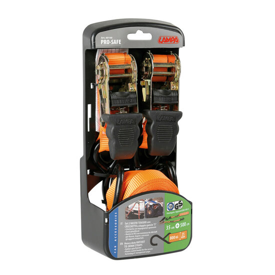 Set van 2 heavy-duty spanbanden met ratel - 500 cm