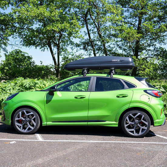 Dakkoffer Hapro Traxer 6.6 Antraciet + dakdragers Lexus UX vanaf 2019 voor gesloten dakrail