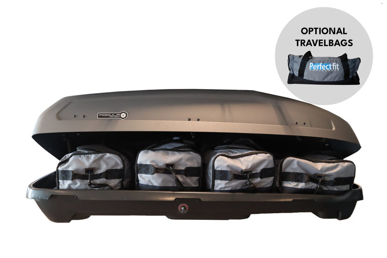 Modula dakkoffer Evo 470 liter - Hoogglans zwart - Voordelige keuze ANWB