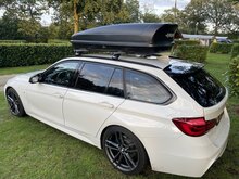 Farad dakkoffer Koral N20 480 liter - Mat zwart + PerfectFit dakdragers BMW X4 2015 t/m 2018