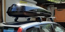 Modula dakkoffer Ciao 430 liter + Nordrive dakdragers Skoda Rapid Spaceback 11/2013 t/m 04/2019